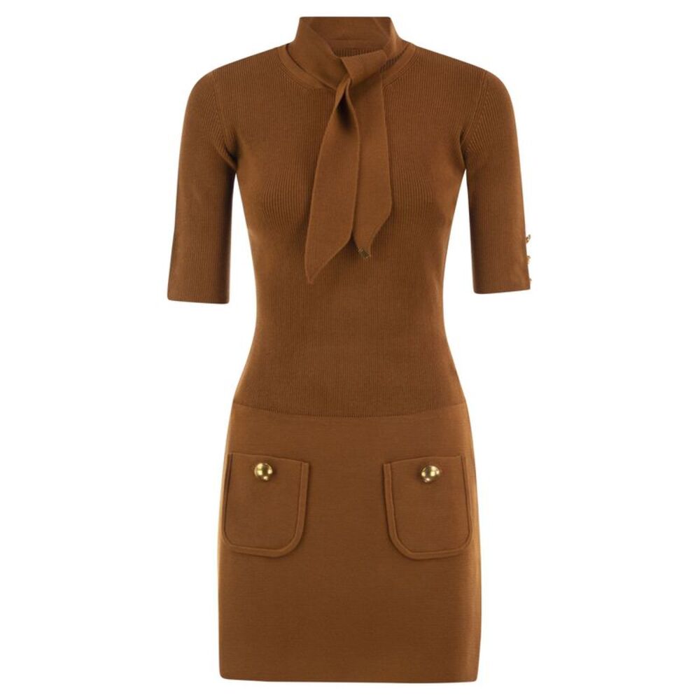 Elisabetta Franchi Women Knit Mini Dress With Bow Detail